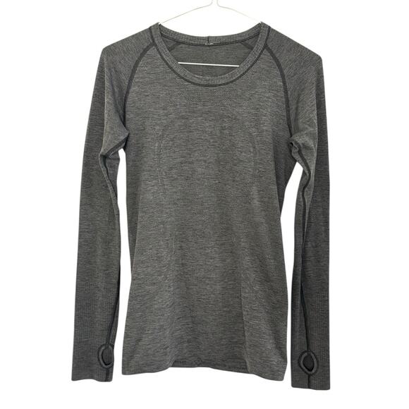 LULULEMON Yoga Run Long Sleeve Swiftly Tech Shirt Heathered Gray Thumb Holes - Picture 3 of 13